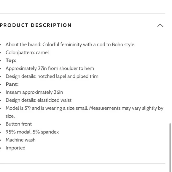 Hale Bob Camel Pajama Set - Picture 3 of 3